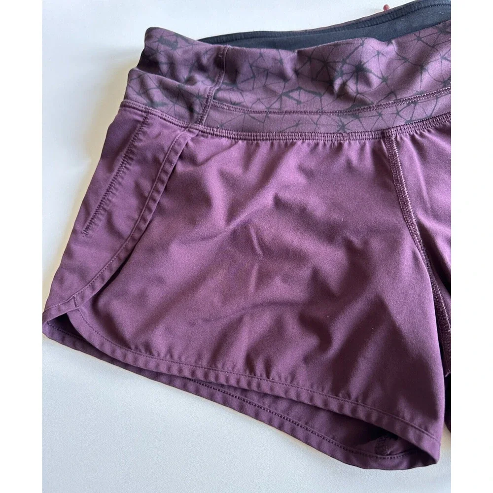 Lululemon Run Times Short 4 Way Stretch 4" Star Crushed Black Cherry Size 4 - Picture 7 of 16